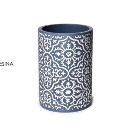 Bicchiere Portaspazzolini Poliresina Dec. Maiolica