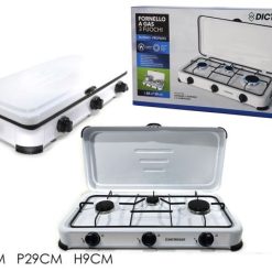 Fornello Gas 3 Fuochi Gpl Con Coperchio