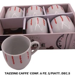 Tazzine Caffe' Conf. 6 Pz. S/Piatt. Dec.5