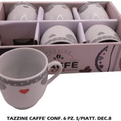 Tazzine Caffe' Conf. 6 Pz. S/Piatt. Dec.8