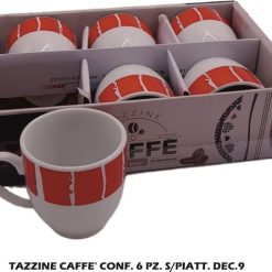 Tazzine Caffe' Conf. 6 Pz. S/Piatt. Dec.9