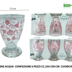 Bicchiere Acqua Cf.6Pz. Cc.250 Cin Cin Cuoricini Rosa