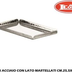Vassoio In Acciaio Con Lati Martellati Cm.25,5X11,5X1,25H