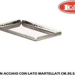 Vassoio In Acciaio Con Lati Martellati Cm.30,5X21X1,25H