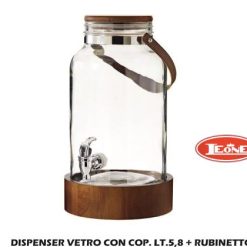 Dispenser Vetro Con Cop. Lt.5,8 + Rubinetto
