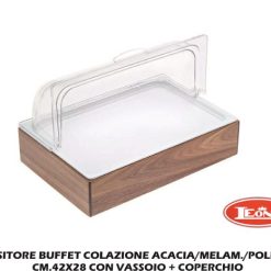 Espositore Buffet Colazione Acacia/Melam./Policarb. Cm.42X28