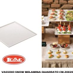 Vassoio Snow Melamina Quadrato Cm.20X20 Bianco