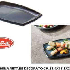 Piatto Melamina Rett.Re Decorato Cm.22,4X15,5X2H