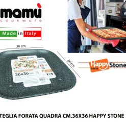 Teglia Forata Quadra Cm.36X36 Happy Stone