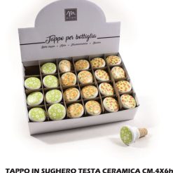 Tappo In Sughero Testa Ceramica Cm.4X6H Dec. Ass.