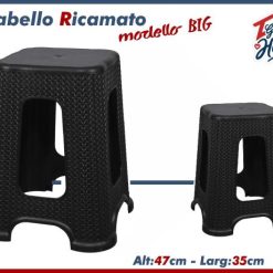 Sgabello Plastica Cm.35X47H Nero Big
