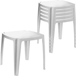 Progarden Tavolo Quadrato per Esterni Bar Tavolino da Giardino in Plastica Impilabile Bianco 75x75x72h cm - immagine 3