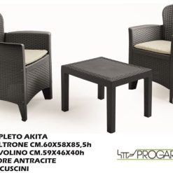 Completo Akita 2 Poltrone + Tavolino Antracite (Copia)