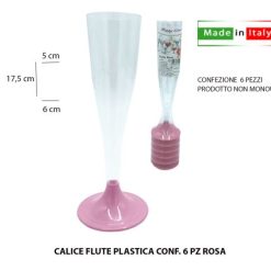 CALICE FLUTE PLAST. CF.6 PZ. CL.10 PIEDE ROSA