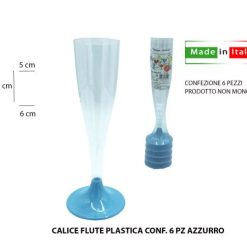 CALICE FLUTE PLAST. CF.6 PZ. CL.10 PIEDE AZZURRO