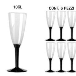 CALICE FLUTE PLAST. CF.6 PZ. CL.10 PIEDE NERO