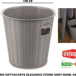 Cestino Gettacarte Elegance Stone Grey Diametro Cm.28X26,5H