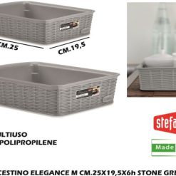 Cestino Elegance M Cm.25X19,5X6H Stone Grey