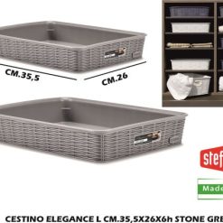 Cestino Elegance L Cm.35,5X26X6H Stone Grey