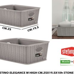 Cestino Elegance M High Cm.25X19,5X10H Stone Grey