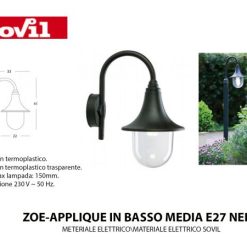 Applique Termoplastico E27 Diffus. Termoplastico Trasp. Nero