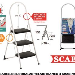 Sgabello Eurobalzo Telaio Bianco 3 Gradini