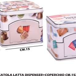 Scatola Latta Dispenser+Coperchio Cm.15X15X12H
