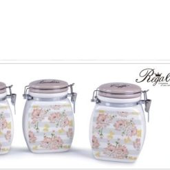 Tris Barattoli Ermetici Ceramica Peonias