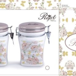 Bis Barattoli Ceramica Zucchero-Caffe' Peonias