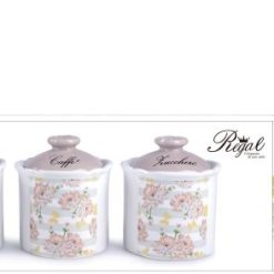 Tris Barattoli Ceramica Peonias