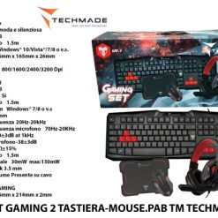 Kit Gaming 2 Tastiera-Mouse-Pad Tm Techmade