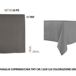 Tovaglia Coprimacchia Tnt 120X120 Set 25 Pz. Grigio
