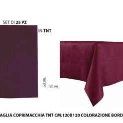 Tovaglia Coprimacchia Tnt 120X120 Set 25 Pz. Bordeaux