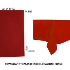 Tovaglia Coprimacchia Tnt 150X150 Set 10 Pz. Rosso