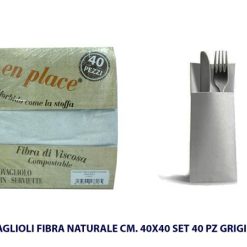 Tovaglioli Fibra Naturale Cm.40X40 Set 40 Pz. Grigio Perla