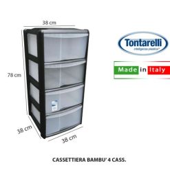 Cassettiera Bambu' 4 Cass. Trasp. Nera