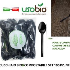 Cucchiaio Bio&Compostabile Set 100 Pz. Nero