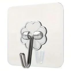 Sicignano | Gancio Adesivo UP21 Trasparente Riutilizzabile, Senza Fori e Tasselli, Resistente fino a 5 kg, Multiuso per Superfici Lucide, Appendino da Bagno Cucina Camera per Organizzazione (6)