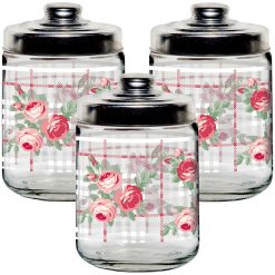 Tris Barattolo Vetro Cf.3Pz. Cc.800 Dec.Rosalia