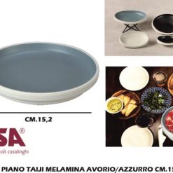 Piatto Piano Taiji Melamina Avorio/Azz. Cm.15,2X2,7H