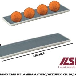 Vassoio Rett.Re Stretto Melamina Avorio/Azz. Cm.30,5X8,6 Tai