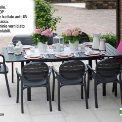 Tavolo Alloro Cm.210-280X100X73H Bianco Vern. Tortora