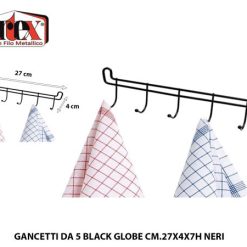 Gancetti Da 5 Black Globe Mis. Cm.27X4X7H Nero