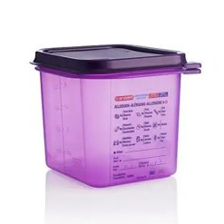 Contenitore Viola Araven Gastronorm GN 1/6 Per Alimenti - 2.6 Litri - cm 17.6X16.2X15h Ermetico Doppia Guarnizione Apertura Semplice