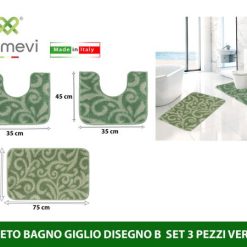 Tappeto Bagno Giglio Dis.B Set 3 Pz. Col. D Verde