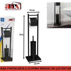 Piantana Portacarta E Scopino Bridge Cm.22X18X76H Nero