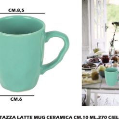 Tazza Latte Mug Ceramica Cm.10 Ml.370 Acqua Marina