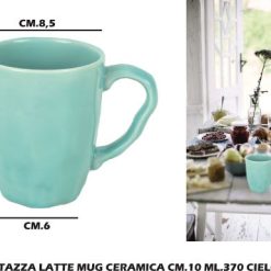 Tazza Latte Mug Ceramica Cm.10 Ml.370 Cielo