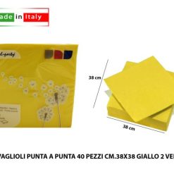 Tovaglioli Punta A Punta 40 Pz. Cm.38X38 Gialli