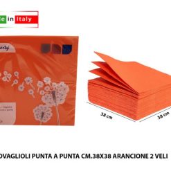 Tovaglioli Punta A Punta 40 Pz. Cm.38X38 Arancio